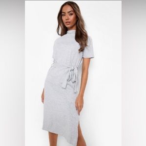 Boohoo Women’s Gray Marl Midi Dress Size 4